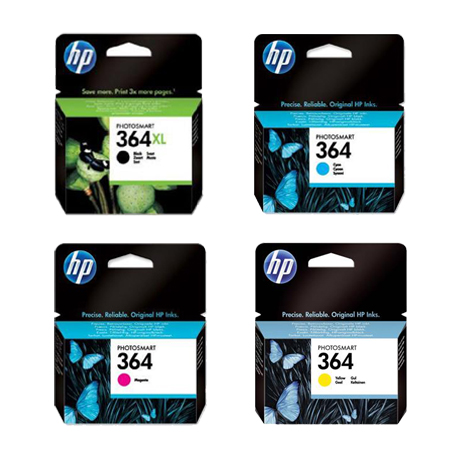 HP 364XL/CZ676EE Full Set Original High Capacity and Standard Capacity Inkjet Printer Cartridges