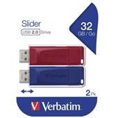 Verbatim Slider - USB Drive - 2x32 GB (Blue/Red)