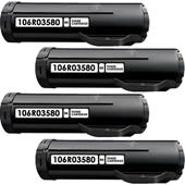 999inks Compatible Quad Pack Xerox 106R03580 Black Standard Capacity Laser Toner Cartridges