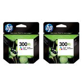 HP 300XL/D8J44AE Tri-Colour Original High Capacity Inkjet Printer Cartridges Twin Pack