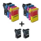 999inks Compatible Multipack Brother LC600 2 Full Sets + 2 FREE Black Inkjet Printer Cartridges