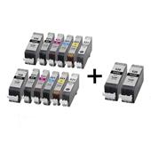 999inks Compatible Multipack Canon PGI-520BK and CLI-521BK/C/M/Y/GY 2 Full Sets + 2 FREE Black Inkjet Printer Cartridges