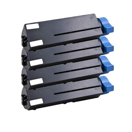 Product image for 999inks Compatible Quad Pack Oki 44917602 Black High Capacity Laser Toner Cartridges - Small