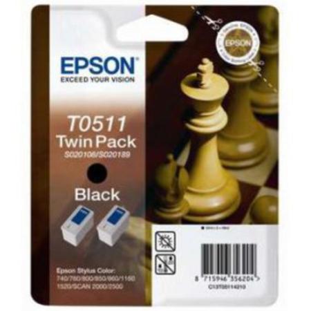 Product image for Epson T051 Black Twin Pack Original Ink Cartridges (Chess) (S020189) - Small