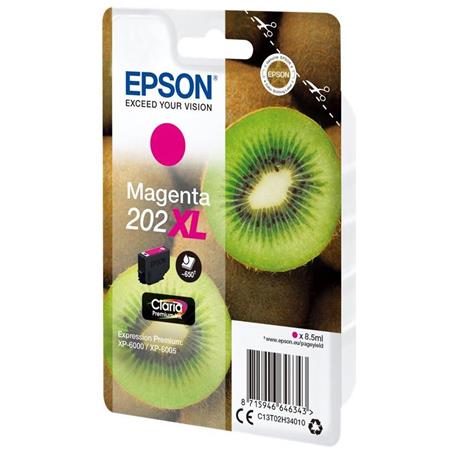 Product image for Epson 202XL (T02H34010) Magenta Original Claria Premium High Capacity Ink Cartridge (Kiwi) - Small