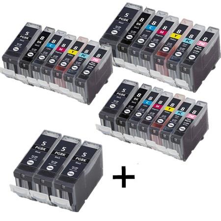 Product image for 999inks Compatible Multipack Canon PGI-5BK/CLI-8BK/C/M/Y/PC/PM 3 Full Sets + 3 FREE Black Inkjet Printer Cartridges - Small