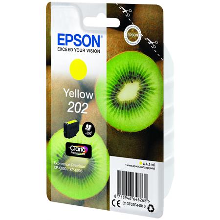 Product image for Epson 202 (T02F44010) Yellow Original Claria Premium Standard Capacity Ink Cartridge (Kiwi) - Small