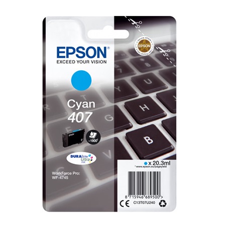 Product image for Epson 407 (T07U240) Cyan Original DURABrite Ultra Ink Cartridge - Small