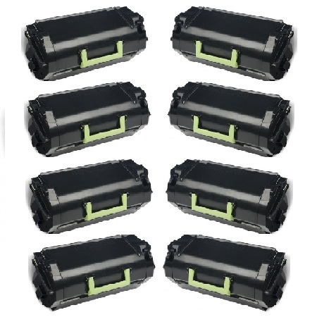 Product image for 999inks Compatible Eight Pack Lexmark 622H Black Laser Toner Cartridges - Small