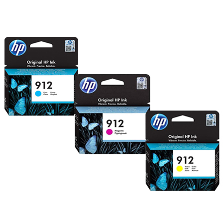Product image for HP 912 (6JR41AE) C/M/Y Standard Capacity Original Inkjet Printer Cartridges Multipack (3 Pack) - Small