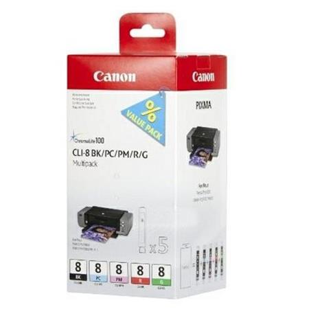 Product image for Canon CLI-8 BK/PC/PM/R/G Original Multipack Ink Cartridges - Small