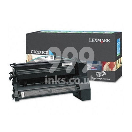Product image for Lexmark C782X1CG Cyan Original High Capacity Return Program Toner Cartridge - Small