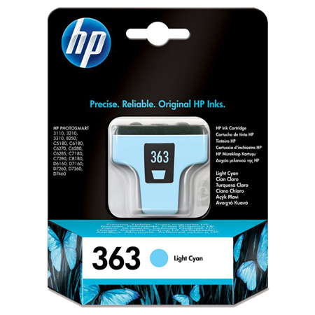 Product image for HP 363 Light Cyan Original Ink Cartridge with Vivera Ink (C8774EE) - Small