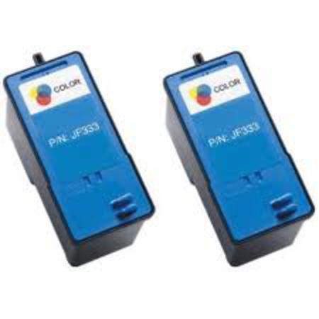 Product image for 999inks Compatible Twin Pack Dell JF333 Tri-Colour Inkjet Printer Cartridges - Small