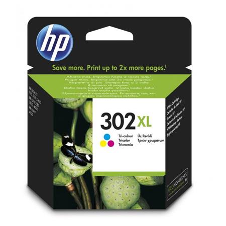 Product image for HP 302XL Tri-Colour Original High Capacity Ink Cartridge (F6U67AE) - Small