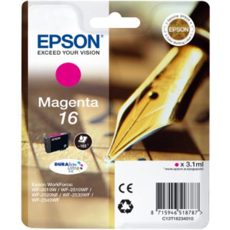 Product image for Epson 16 (T162340) Magenta Original DURABrite Ultra Standard Capacity Ink Cartridge (Pen) - Small