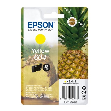 Product image for Epson 604 (T10G44010) Yellow Original Standard Capacity Ink Cartridge (Pineapple) - Small
