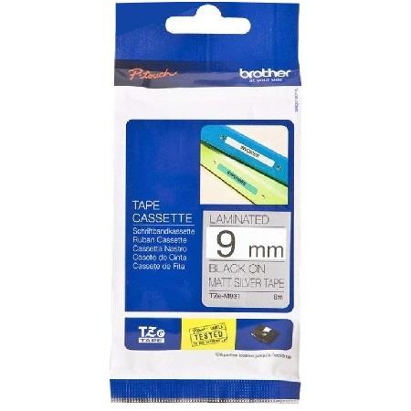 Product image for Brother TZe-M921 Original P-Touch Label Tape (9mm x 8m) Black On Silver - Small