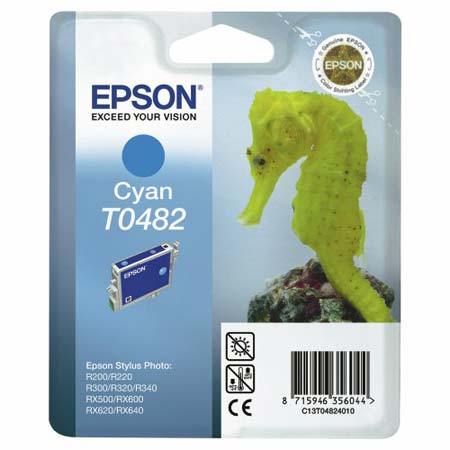 Product image for Epson T0482 Cyan Original Ink Cartridge (Seahorse) (T048240) - Small