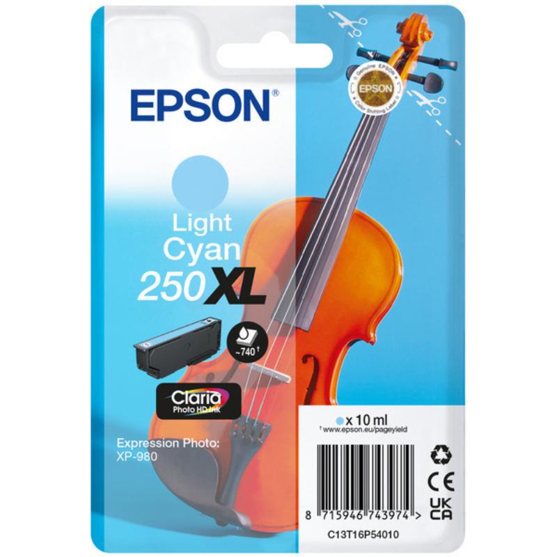 Product image for Epson 250XL (T16P54010) Light Cyan Original High Capacity Ink Cartridge (Violin) - Small