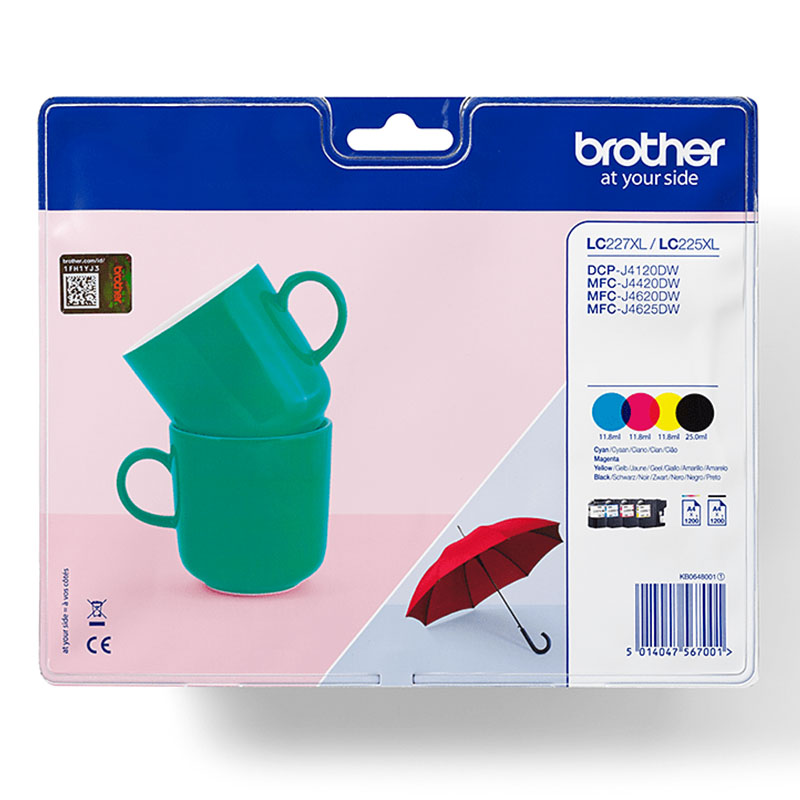 Product image for Brother LC227XLVALBP Original Ink Cartridges - BK/C/M/Y Multipack - Small