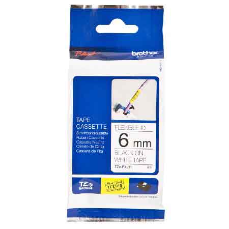 Product image for Brother TZeFX211 Original P-Touch Flexible Label Tape - 1/4 x 26.2 ft (6mm x 8mm) Black on White - Small