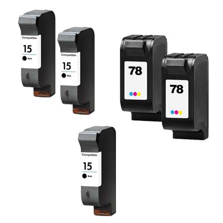 Product image for 999inks Compatible Multipack HP 15/78 2 Full Sets + 1 Extra Black Inkjet Printer Cartridges - Small