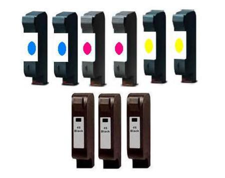 Product image for 999inks Compatible Multipack HP 45/40C/Y 2 Full Sets + 1 Extra Black Inkjet Printer Cartridges - Small