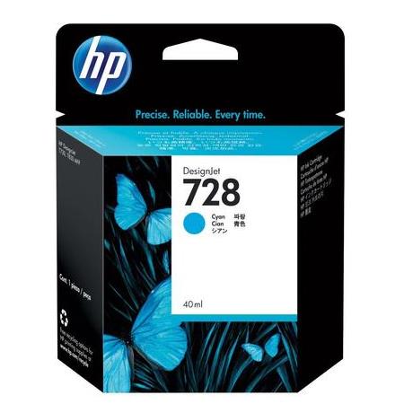 Product image for HP 728 Cyan Original Standard Ink Cartridge (F9J63A) - Small