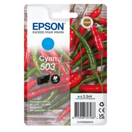 Product image for Epson 503 (T09Q24010) Cyan Original Standard Capacity Ink Cartridge (Chillies) - Small