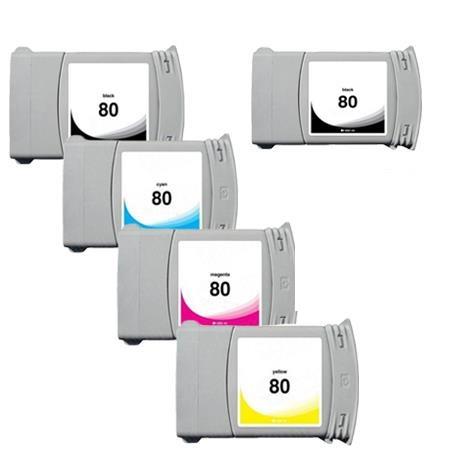 Product image for 999inks Compatible Multipack HP 80 1 Full Set + 1 Extra Black High Capacity Inkjet Printer Cartridges - Small