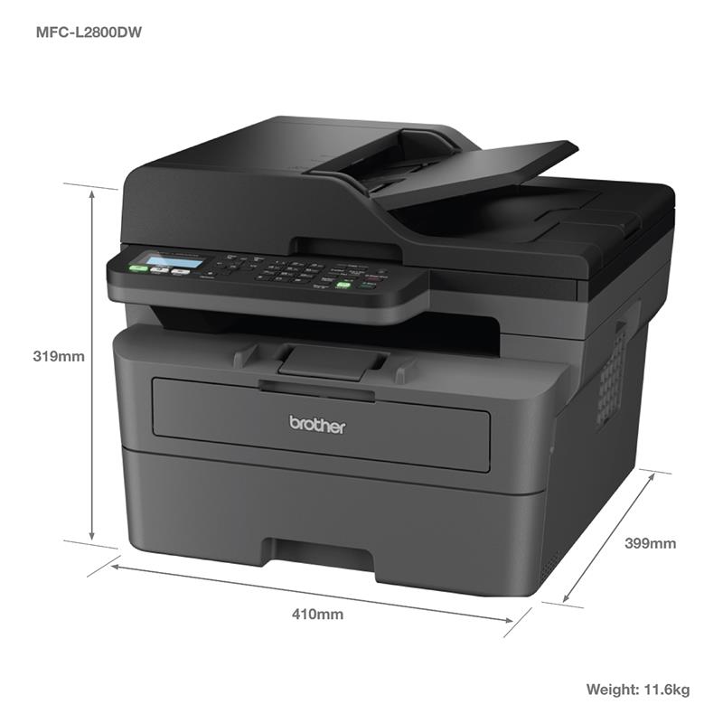 Product image for Brother MFC-L2800DW A4 Mono Multifunction Laser Printer - Small