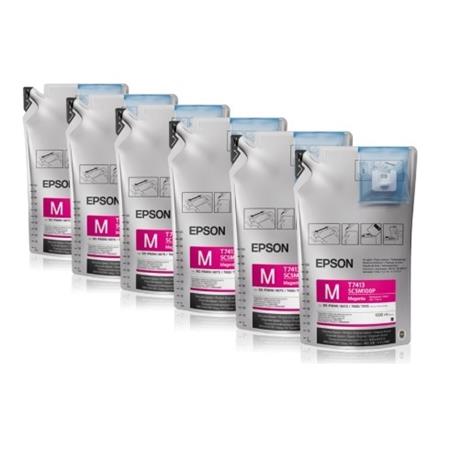 Product image for Epson T7413 (T741300) Magenta Original UltraChrome DS Ink Cartridge (1L x 6 Packs) - Small