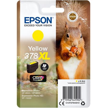 Product image for Epson 378XL Yellow Original Claria Photo HD High Capacity Ink Cartridge (Squirrel) - Small