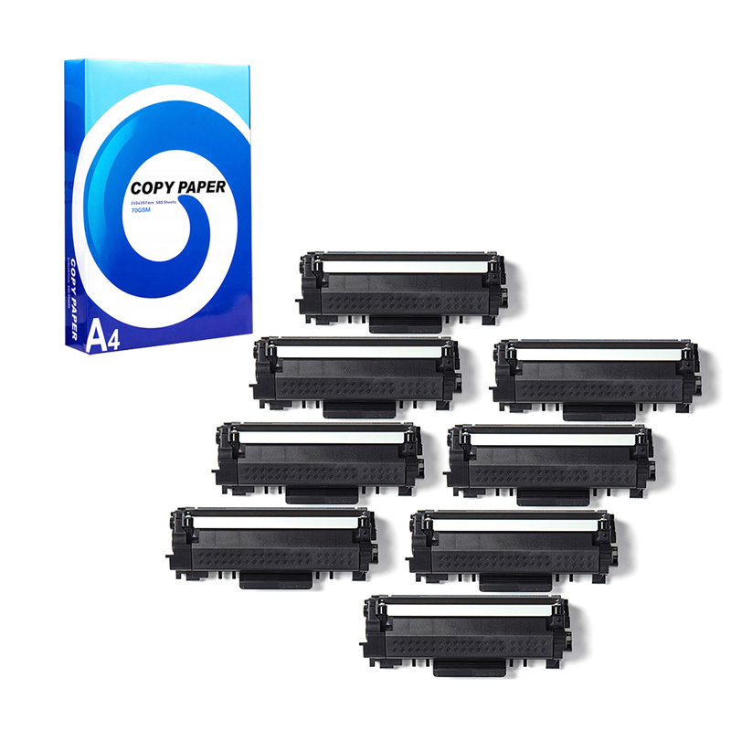 Product image for 999inks Compatible Eight Pack Brother TN2410 Black Standard Capacity Laser Toner Cartridges + Free A4 Ream Paper - Small