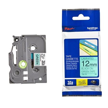 Product image for Brother TZe-731 Original P-Touch Label Tape (12mm x 8m) Black On Green - Small