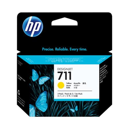 Product image for HP 711 Yellow Original 3 Ink Multipack (CZ136A) - Small