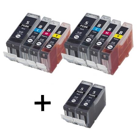 Product image for 999inks Compatible Multipack Canon PGI-5BK/CLI-8C/M/Y 2 Full Sets + 2 FREE Black Inkjet Printer Cartridges - Small