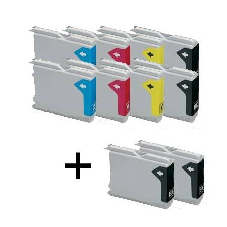 Product image for 999inks Compatible Multipack Brother LC1000 2 Full Sets + 2 FREE Black Inkjet Printer Cartridges - Small