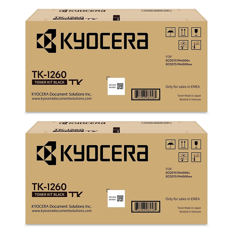 Product image for Kyocera TK-1260 Black Original Laser Toner Cartridge Twin Pack - Small