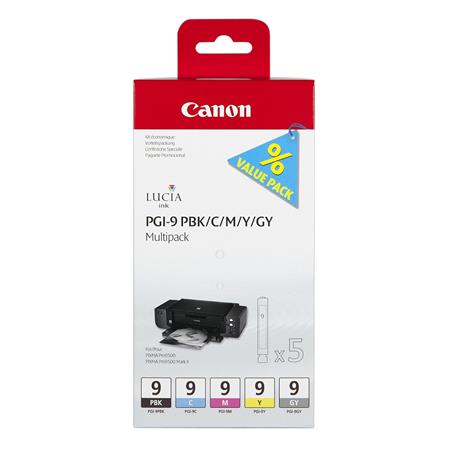 Product image for Canon PGI-9 PBK/C/M/Y/GY Original Multipack Ink Cartridges - Small