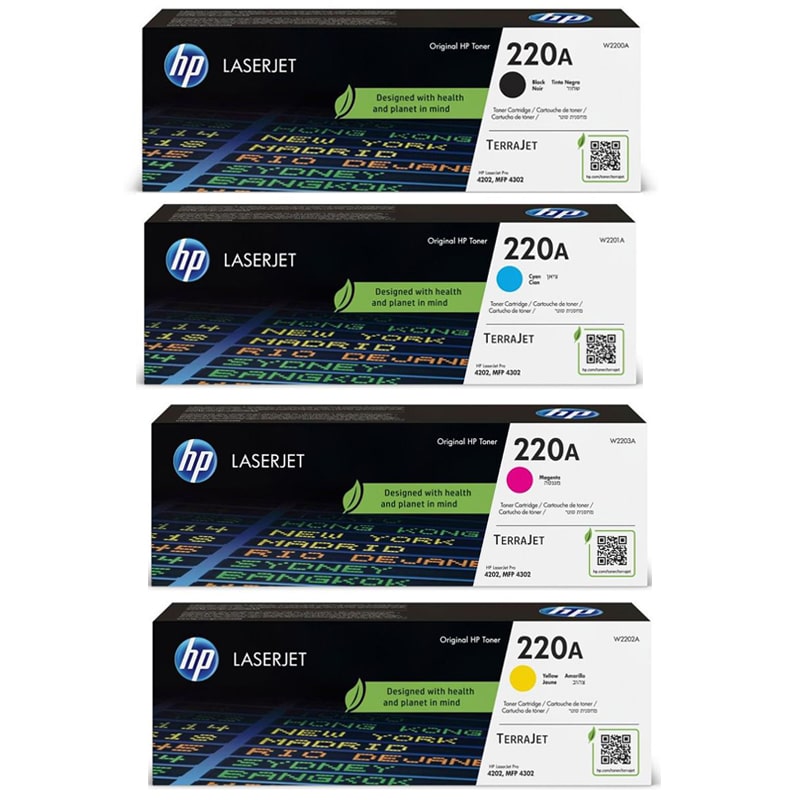 Product image for HP 220A Full Set Original Standard Capacity Toner Cartridges - Small