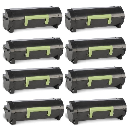 Product image for 999inks Compatible Eight Pack Lexmark 502H (50F2H0E) Black Laser Toner Cartridges - Small