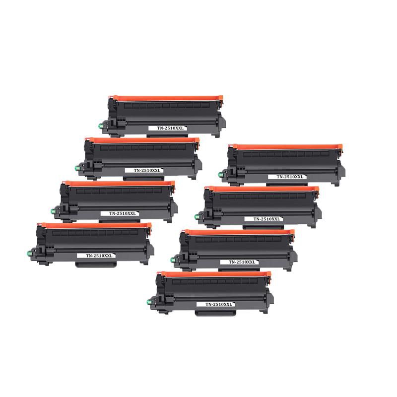 Product image for 999inks Compatible Eight Pack Brother TN2510XXL Black High Capacity Laser Toner Cartridges - Small