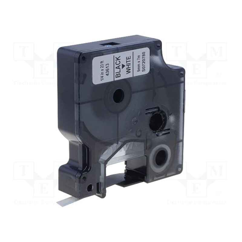 Product image for 999inks Compatible Dymo 43613 (S0720780) Label Tape (6mm x 7m) Black On White - Small