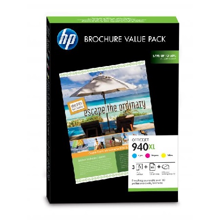 Product image for HP 940XL Original Glossy Brochure C/M/Y Value Pack with 100 A4 sheets - Small