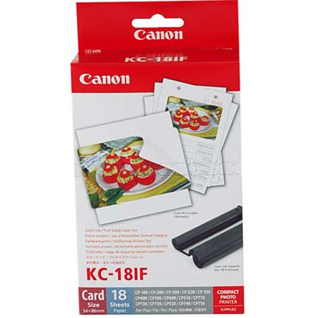 Product image for Canon KC-18IF Colour Ink Cartridge/ Credit Card Sized Label Set 18 sheets - Small