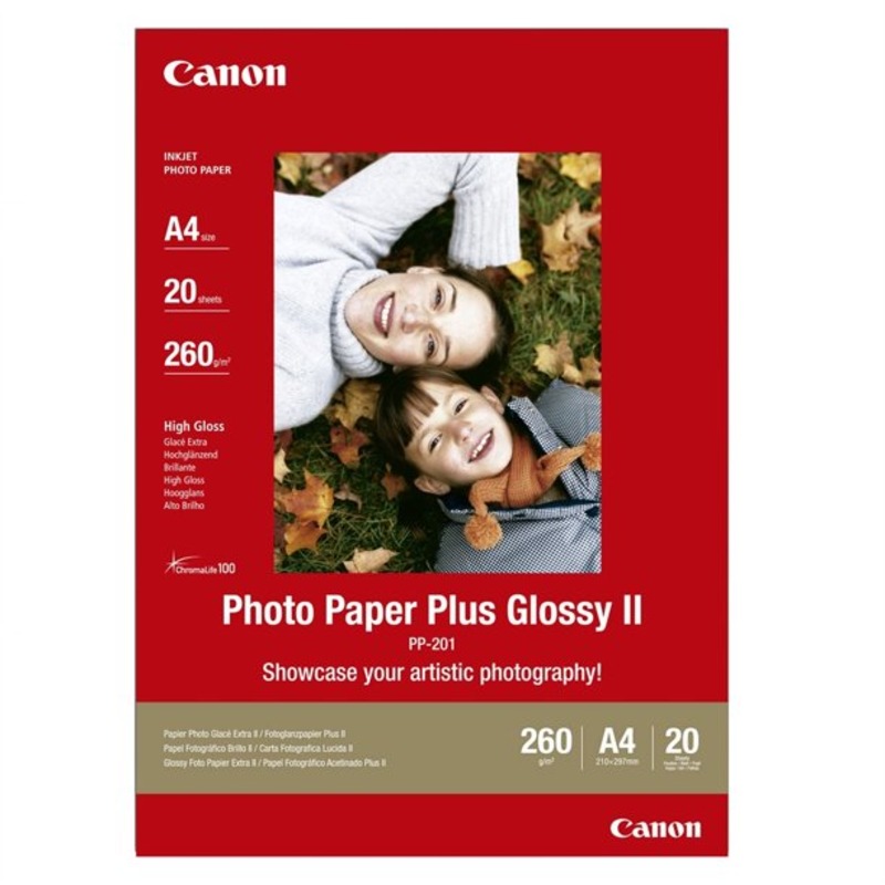 Product image for Canon PP-201 (A4) Glossy Photo Paper Plus II 260g (20 Sheets) - Small