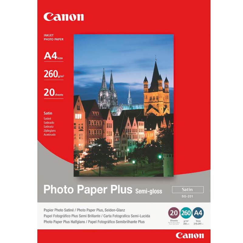 Product image for Canon SG-201 (A4) Semi-Gloss Photo Paper Plus 260g (20 Sheets) - Small