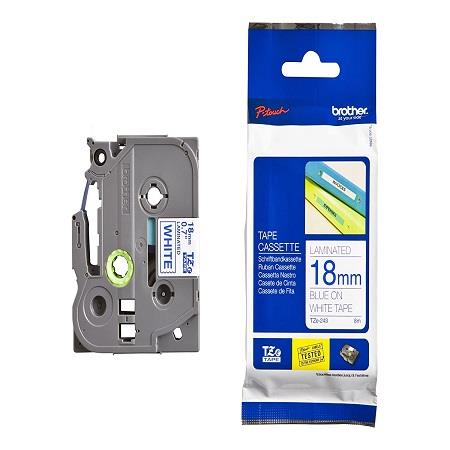 Product image for Brother TZe-243 Original P-Touch Label Tape (18mm x 8m) Blue On White - Small